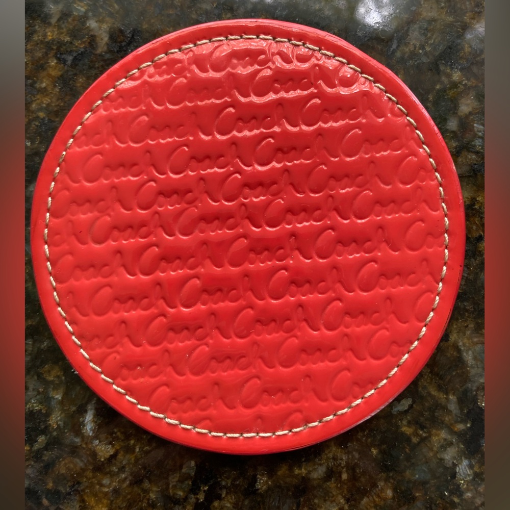 Coach Leather Coaster Embossed in Red